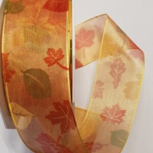 Dekoband Autum Herbstband 20m Rolle 4cm breit, Drahtkante 11,50€