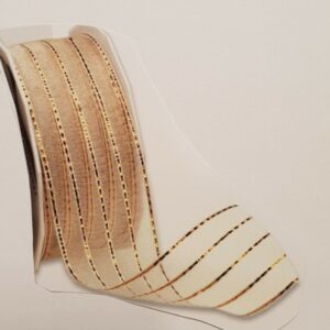 Richmond creme_gold 20m Rolle, 4cm breit, Drahtkante