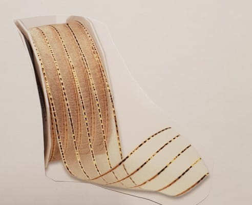Richmond creme_gold 20m Rolle, 4cm breit, Drahtkante